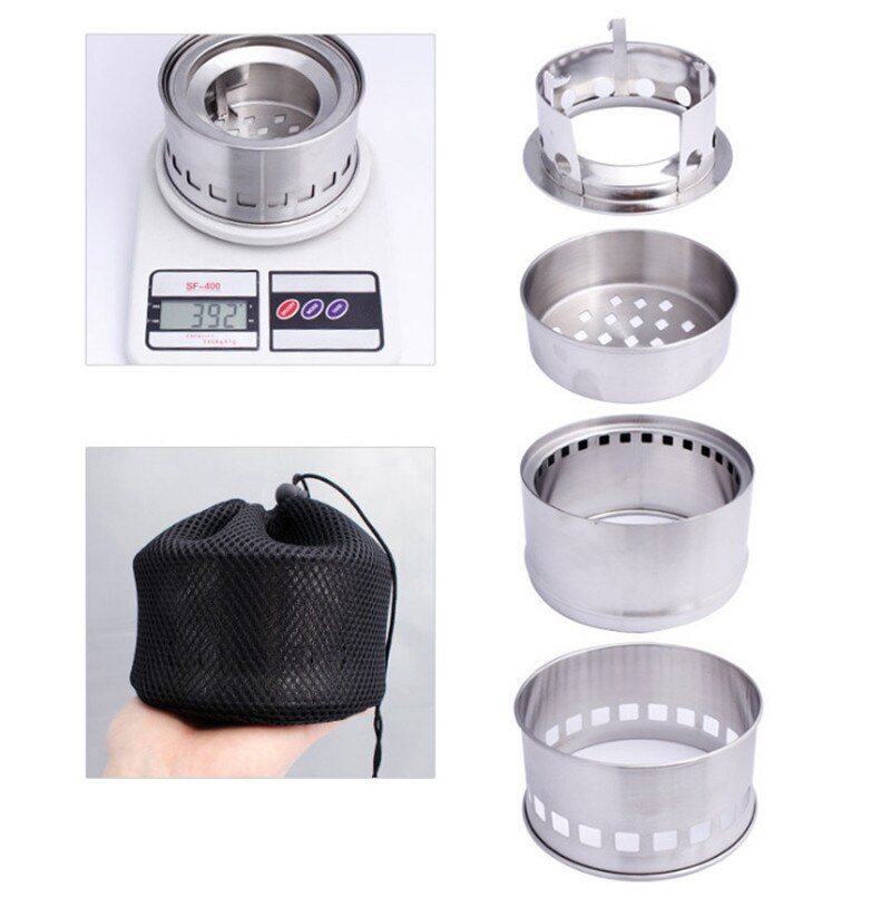 Outdoor picnic barbecue Portable stainless steel stove BBQ Grills Wood Carbon Firewood furnace Alcohol removable stove