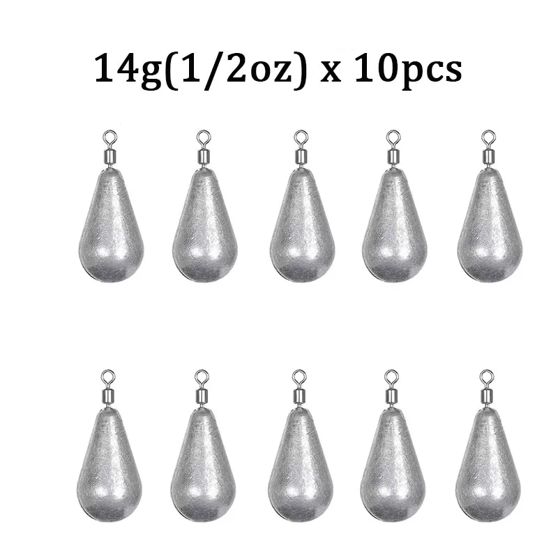 10 pçs/lote chumbadas de peso de pesca 3.5g 5g 7g 10g 14g 20g isca macia chumbada baixo equipamento de pesca acessórios: Branco