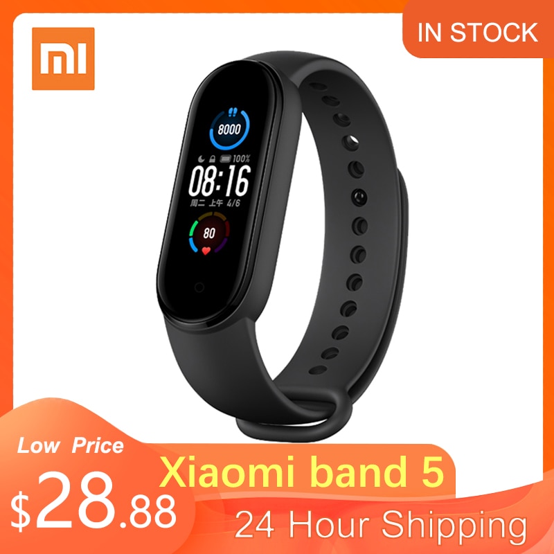 Xiaomi Mi Band 5 Fitness Bracelet Magnetic Charge 24h Heart Rate Sleep REM Nap Step Swim Sport Monitor Remind Alarm Miband 5