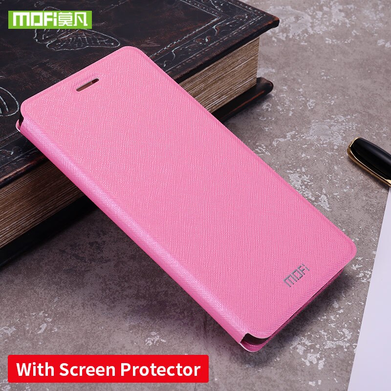 For Xiaomi Redmi Note 8 8T Case Silicon Cover Flip Leather Mofi For Xiaomi Redmi Note 8 8T Pro global version 360 shockproof: For Redmi Note 8 Pro / Pink With Glass