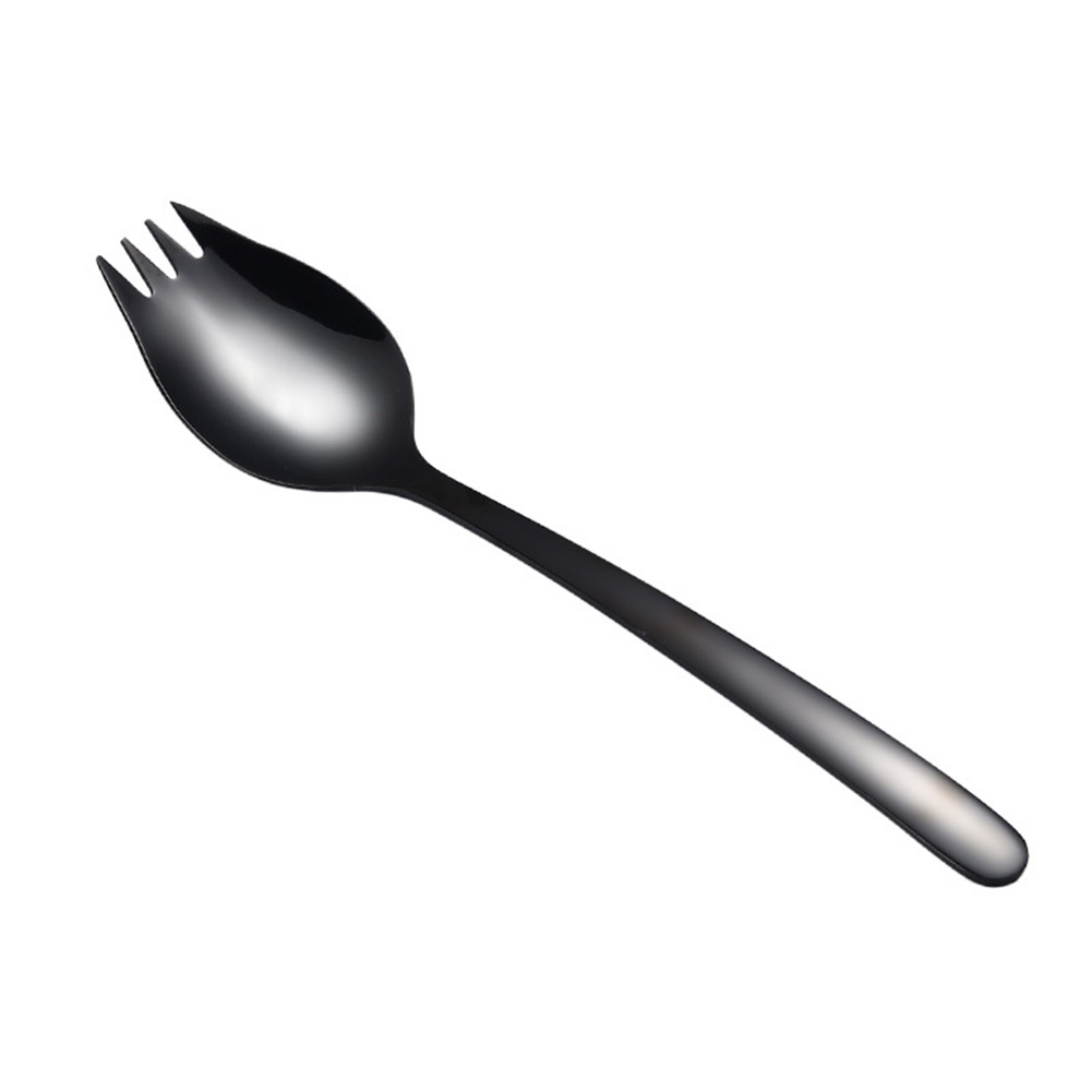 Lightweight Stainless Steel Forks Spoon For Camping Dessert Fork Non-toxic Salad Spoons Non-Corrosive Durable: black