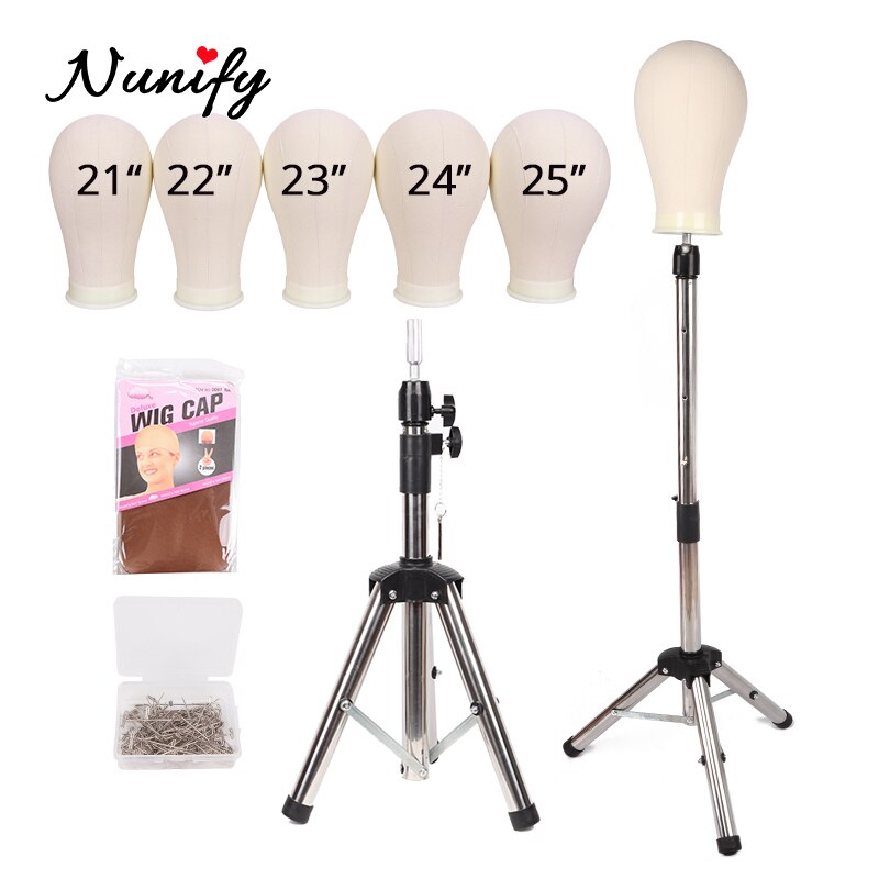 Plussign-trípode ajustable para cabeza de maniquí, cabeza de Peluca de poliestireno blanco con trípode, Kit de fabricación de peluca, cabeza de maniquí, cabeza de lona