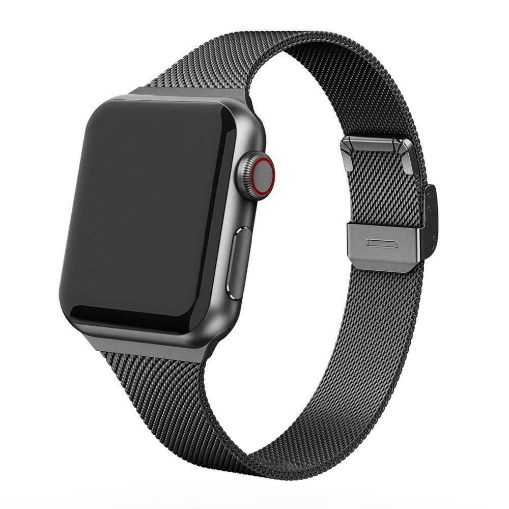 Dunne Vouwsluiting Milanese Bands Voor Apple Horloge Serie 6 5 4 3 2 Se Rvs Horlogebanden Voor Iwatch 38 40 42 44Mm Strap