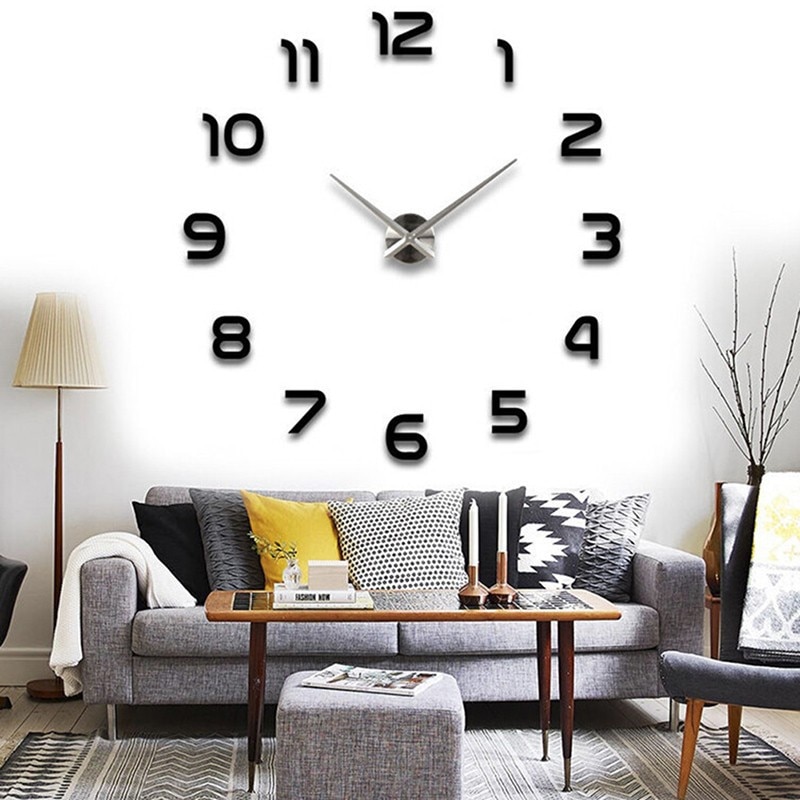 Reloj de puntero, relojes de cuarzo, relojes de , reloj de pared Real en 3d, pegatina de espejo apresurado, Diy, decoración para sala de estar, reloj de pared Digital