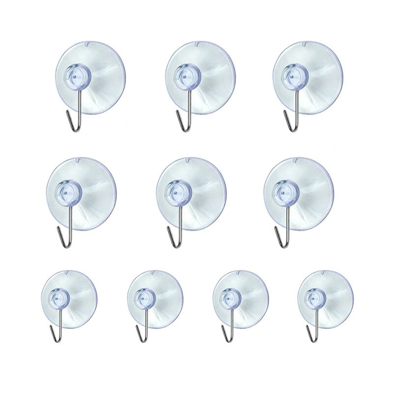 10 Windows Transparent Suction Cup Suction Cup Hook Clothes Jacket Metal Hook: Default Title
