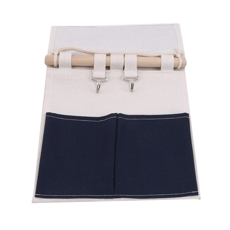 Canvas Printing Cotton Linen Hanging Storage Bag 5 Pockets Wall Mounted Wardrobe Hang Bag Wall Pouch Cosmetic Toys Organizer