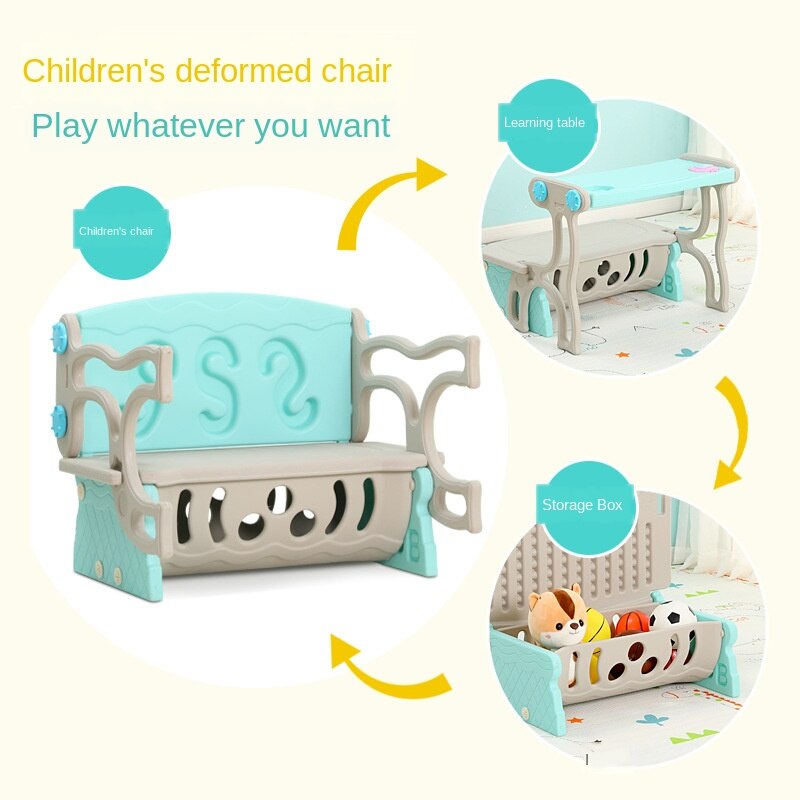 Kindergarten Multifunctional Plastic Study Table Combination Locker Three Inone Children Baby Dining Table Chair Stool Storage