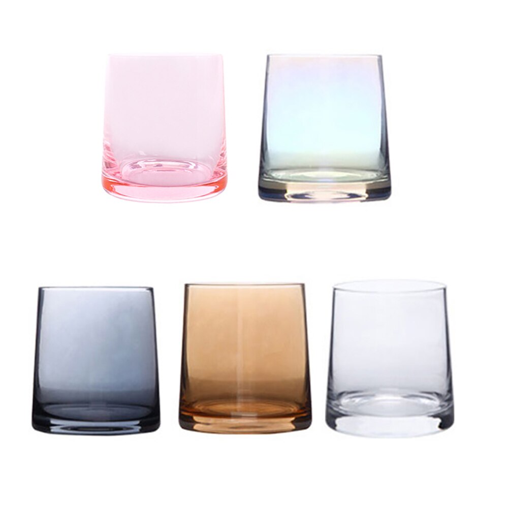 Blei-freies Glas Becher Kreative Regenbogen Bernstein Grau Rosa Farbe transparent Saft Cocktail Getränke Wein Gläser für Freunde