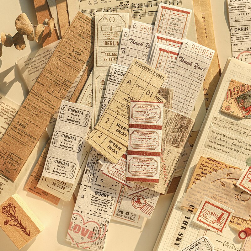 Papel de colección de recibos antiguos Vintage, planificador de papel de fondo decorativo artesanal