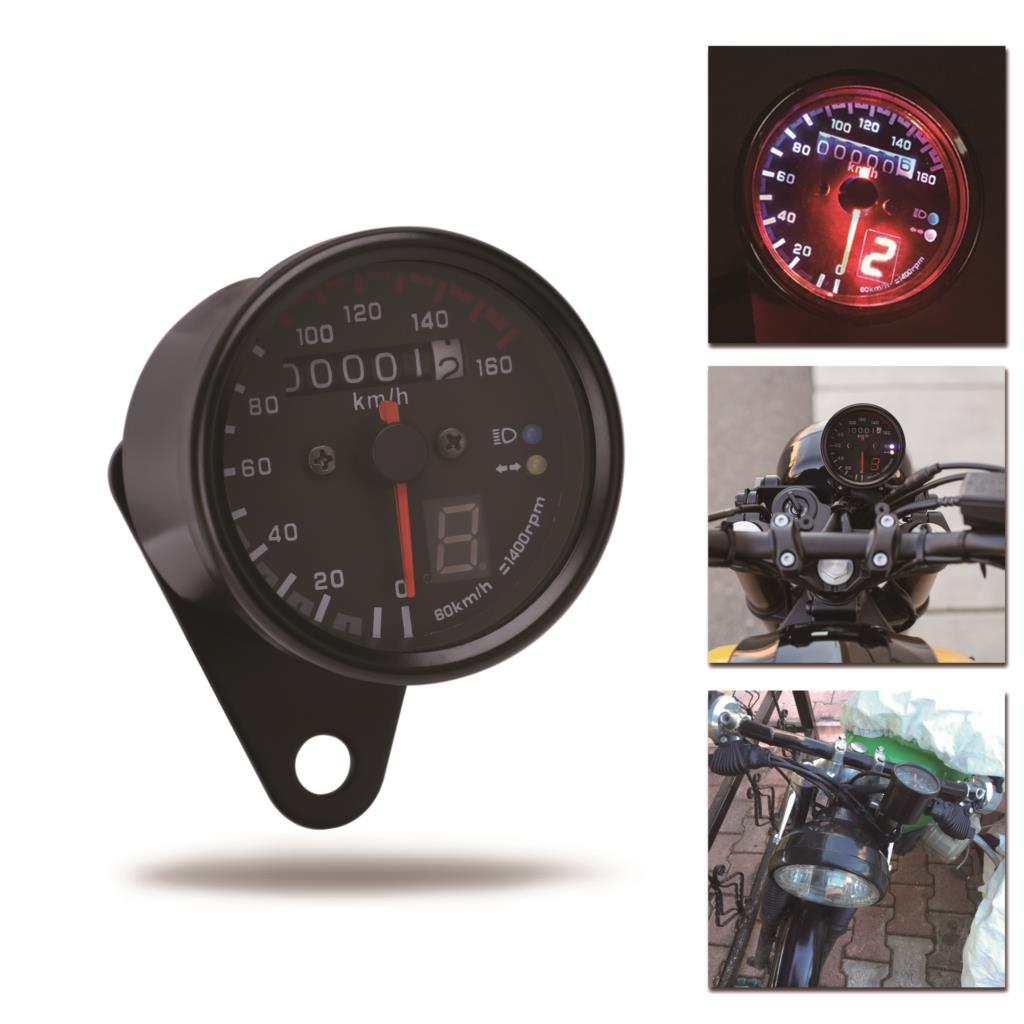 Motorrad Tachometer Geschwindigkeitsmesser Universal- hinterleuchtet Dual Kilometerzähler Geschwindigkeit Messgerät LEDBacklight Scheinwerfer Blinker Anzeige KMH