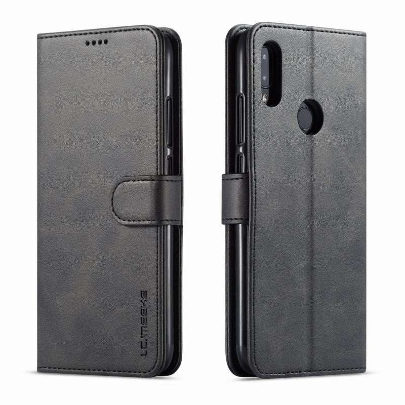 Custodie per Xiaomi Redmi 7 del telefono Caso Della Copertura di Lusso di Vibrazione Magnetica Pianura Vintage ▾ Portafoglio di attività commerciale in Pelle cellula Borsette per Xiomi redmi7: nero