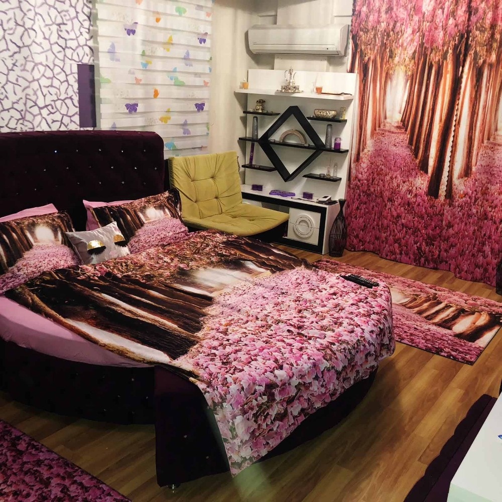 Else Tropical Beach Sand Sea Ship Green Palm Tree 3d Print Living Room Bedroom Window Panel Curtain Combine Pillow Case