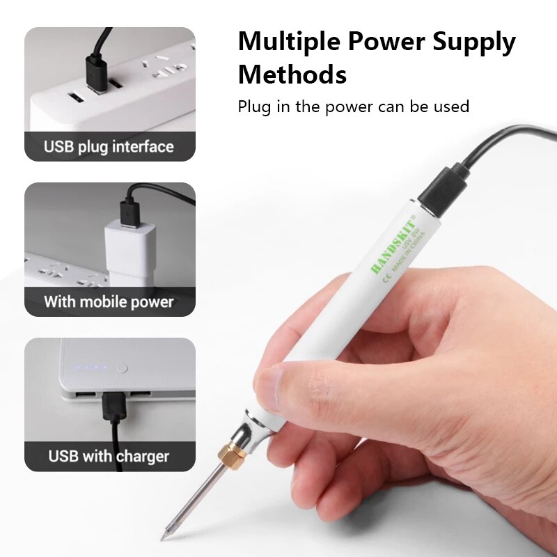 Handskit Universal USB Soldering Iron Tips 5V 8W Protable Tin Solder Iron Heating Accessories Within 24h