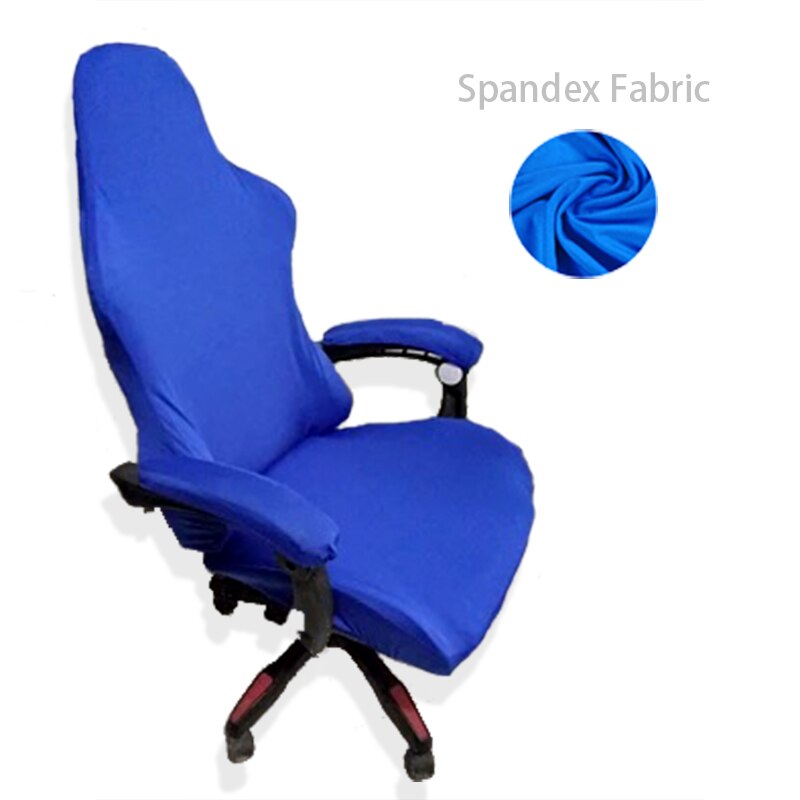 Stor størrelse sædebetræk til computer stol sædetaske stretch kontorstol betræk elastisk spandex stol betræk spisestue dække: Spandex-blå