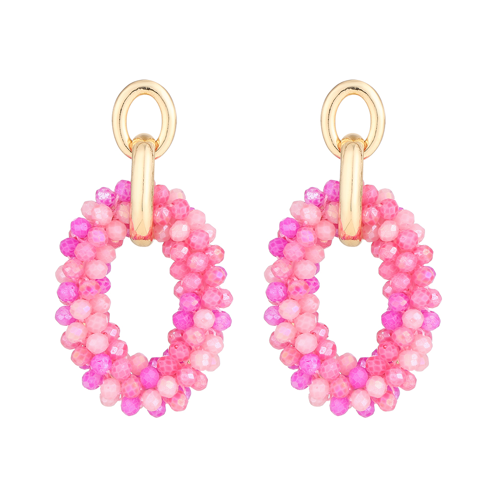 INKDEW pendientes de gota ovalados cadena oreja pendientes de cuentas de cristal hechos a mano para mujer joyería pendientes largos grandes joyería de EA070: Estampado en caliente