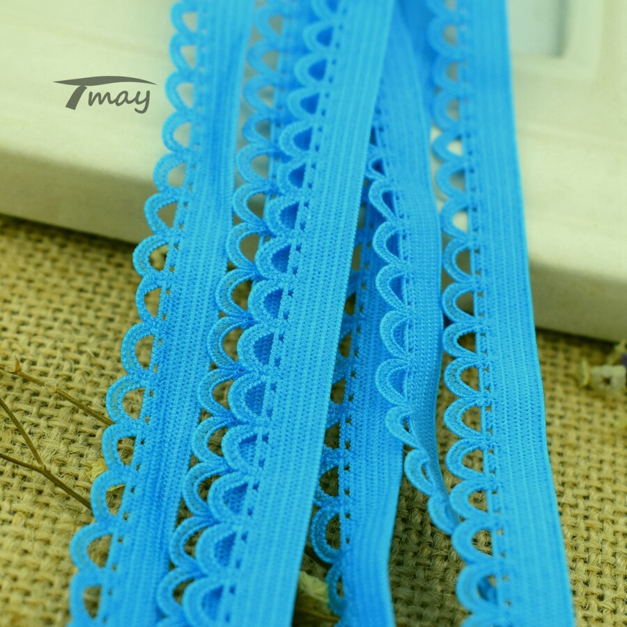 #213 blauwe kanten elastische banden 8 meter/lot versieren babykleding rokken ondergoed zachte tailleband haar elastieken broeken band