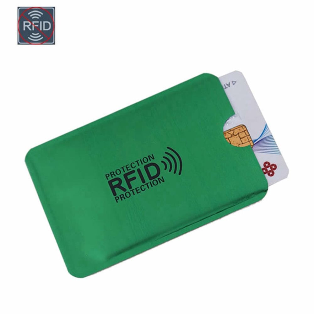 5Pcs/pack Anti Rfid NFC Wallet Blocking Reader Lock Bank Card Holder Id Bank Card Case Protection Metal Credit Card Holder: green