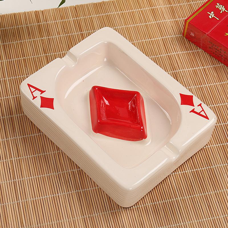 European-Style Playing Cards Red Heart Square Ashtray Japanese-Style American Hotel Living Room Dining Table Ashtray: Type 3