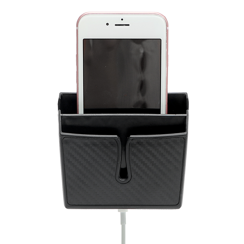 Carbon Fiber Style Car Storage Box Phone Holder Soft PVC Material Car Organizer Bag Card Holders Coin Holder Stowing Tidying