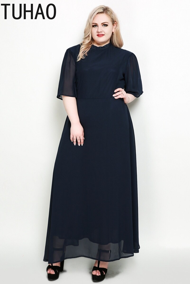 Tuhao 6XL 7XL Chiffon Jurken Grote Maten Vrouwen Casual Losse Lange Jurk Plus Size Elegante Jurk Party Vestidos Robe Rl