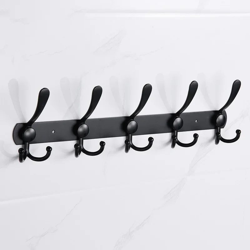 5 Hooks Stainless Steel Wall-mounted Bathroom Hook Rack Towel Clothes Coat Hat Holder Hallway Bedroom Kitchen Storage Rack: Light Grey