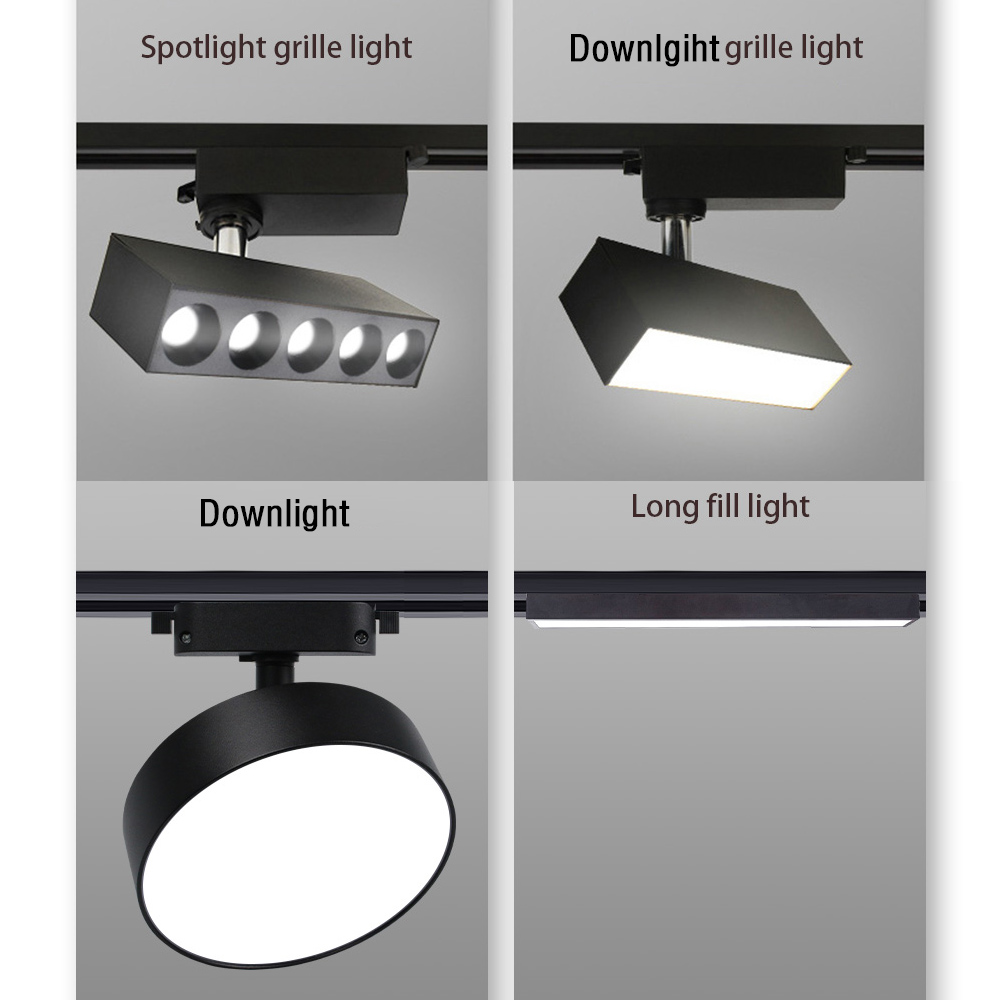 Embutido LED Track Lights, Grille Lamp Series, sala de estar Spotlight, Downlight sem luz principal, 10W, 12W, 18W, 24W, 30W