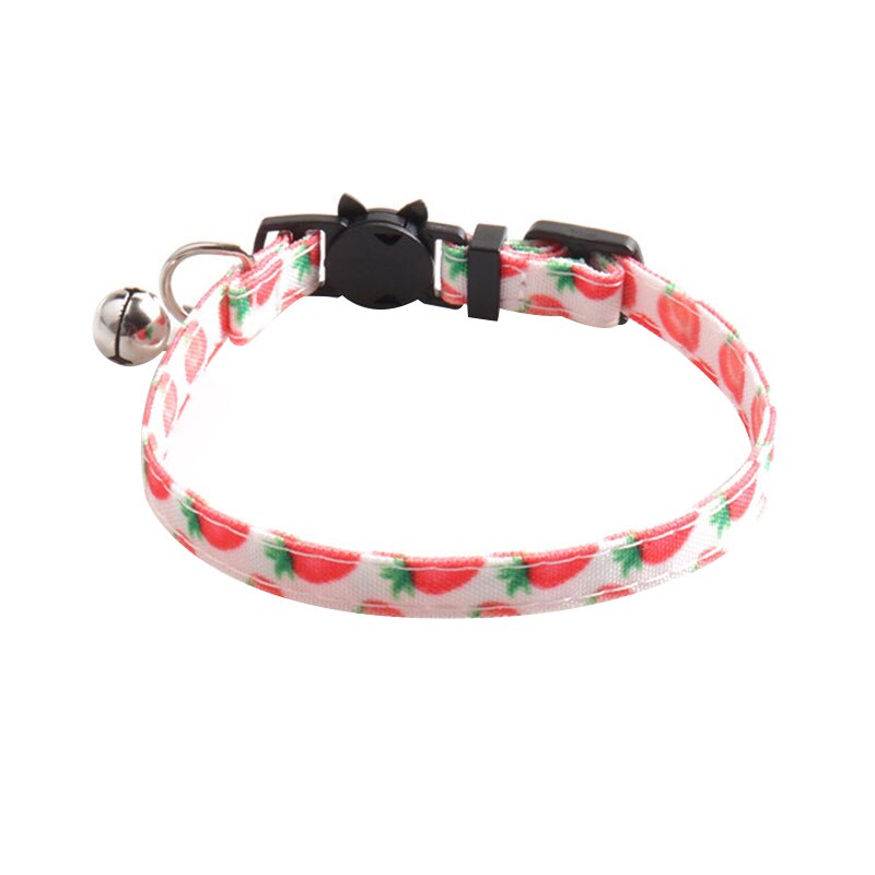 Djur katthalsband söt rosett katt klockhalsband halsband avokado frukt krage pilbåge justerbar små hundar valp halsband katt produkt: Jordgubbe ingen båge