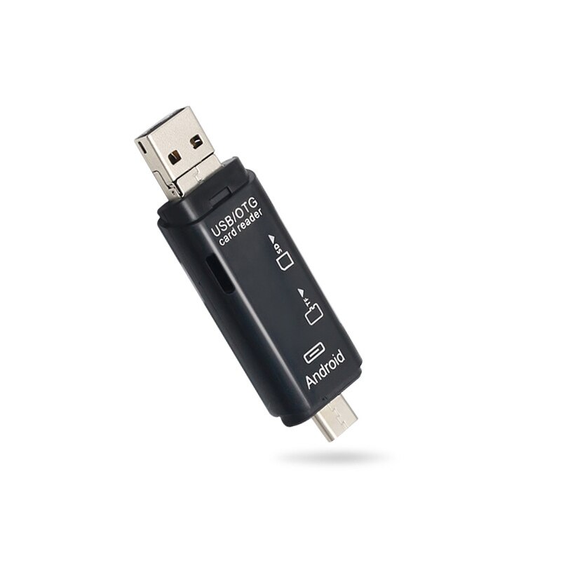 3 in 1Type C en micro USB en USB Kaartlezer USB OTG Hoge Snelheid SD TF Kaart Uitbreiding adapter Voor Android Telefoon Mac Computer: Black