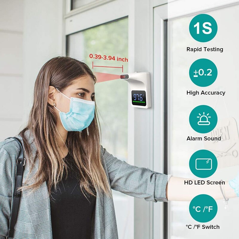 Wall-Mounted Infrared Forehead Thermometer, Suitable for Adult Non-Contact Infrared Thermometer, Suitable for Offices