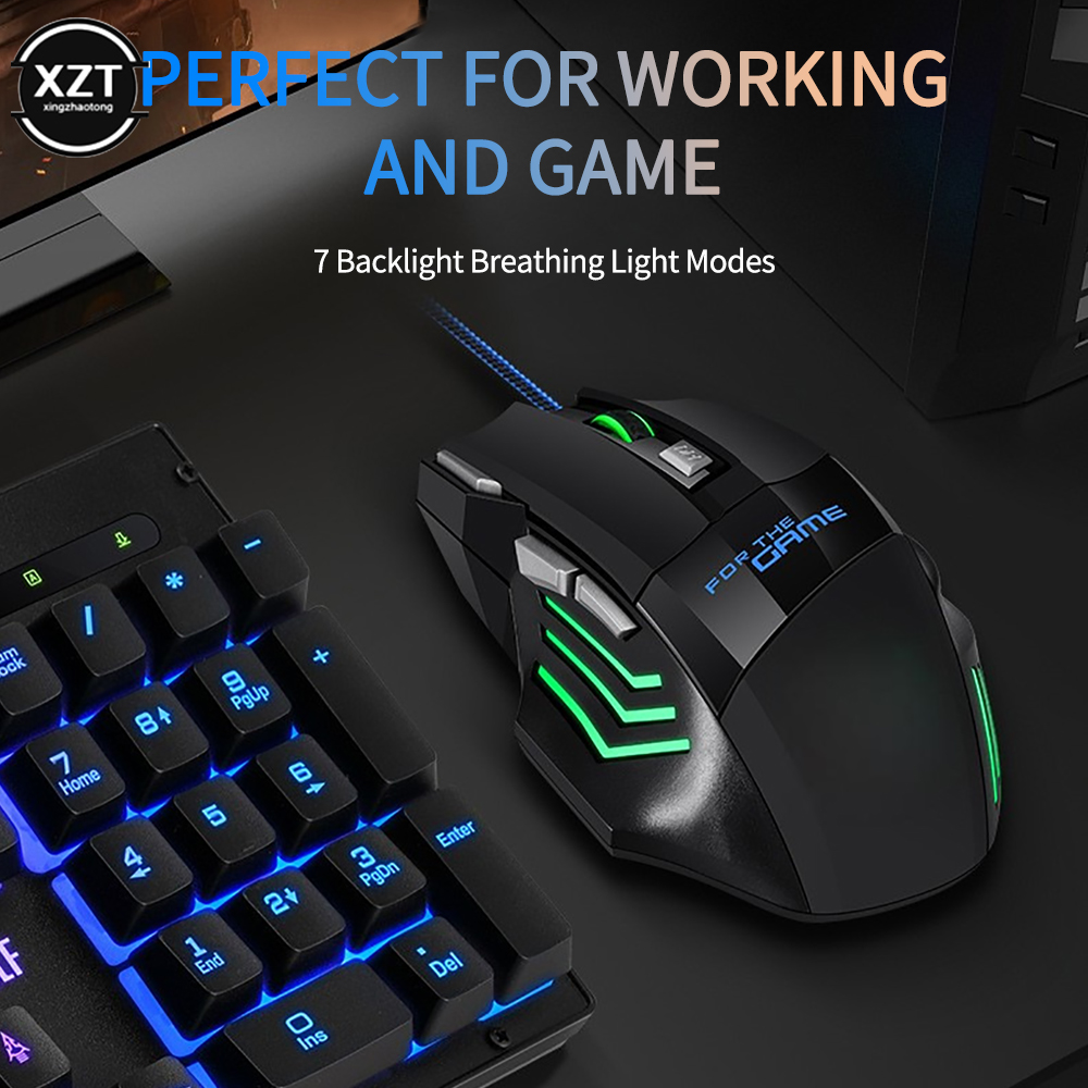 Wired Gaming Mouse 7 Button Ergonomic USB Optical Mice 5500 DPI Backlight Adjustable for PC Gamer Computer Desktop