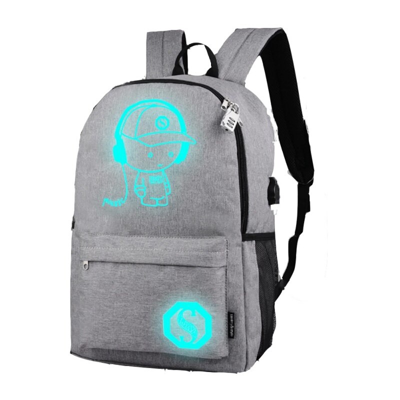 Sports Backpack City Jogging Bags Outdoor Luminous with USB Charge Port (Not Include Power) Students Anti-theft Laptop Backpack: H1