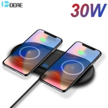 Dcae 30W Snelle 2 In 1 Qi Draadloze Oplader Voor Airpods Pro Iphone 13 12 11 Xr X 8 dual Charging Pad Station Voor Smsung S21 S20 S10