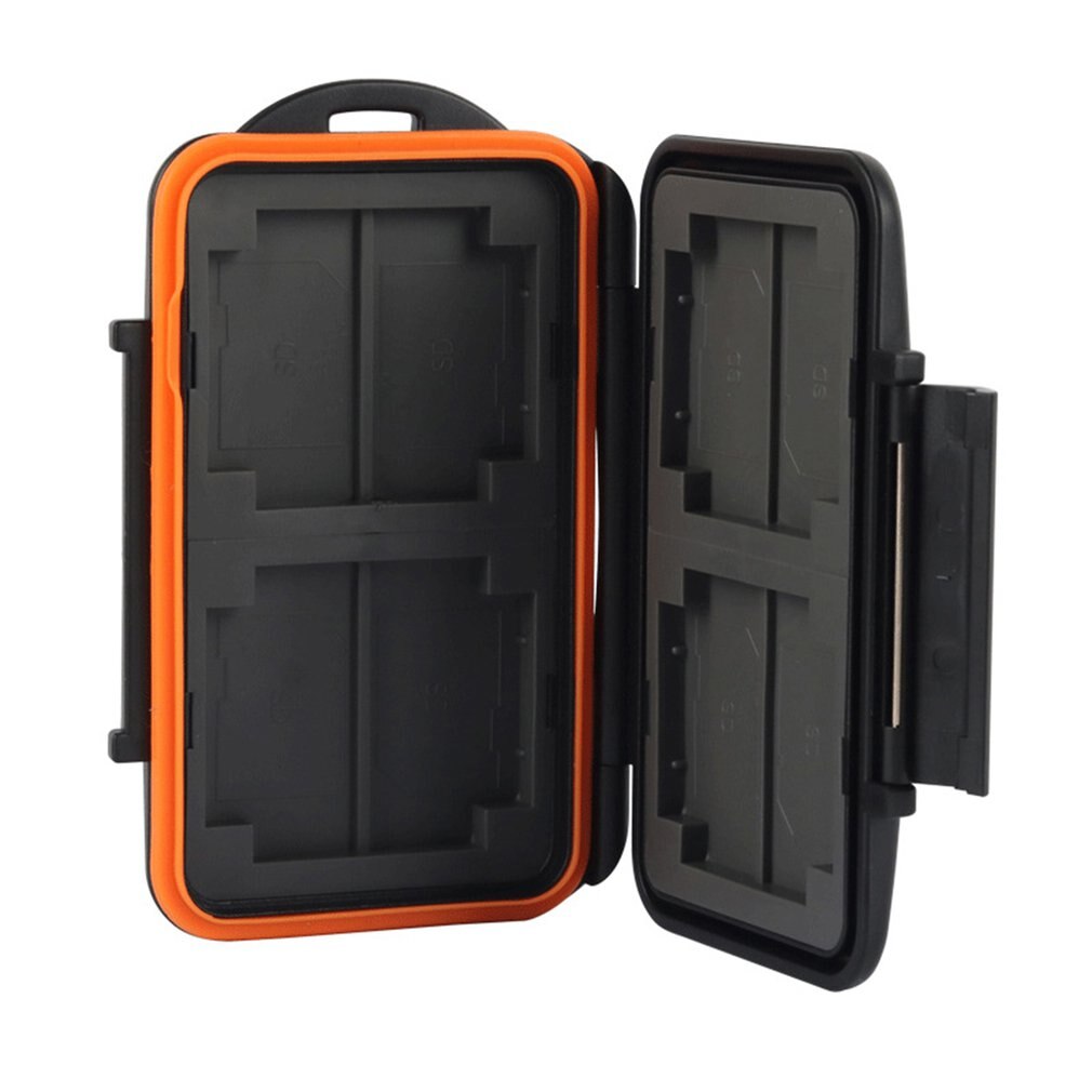 Suporte protetor impermeável da caixa de armazenamento do transporte do cartão de memória anti-choque para o cartão de memória digital seguro 8: Orange