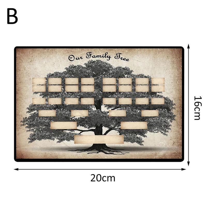 Diagrama de árbol familiar, diagrama de árbol familiar escrito a mano para rellenar el lienzo de historia familiar Personal: B
