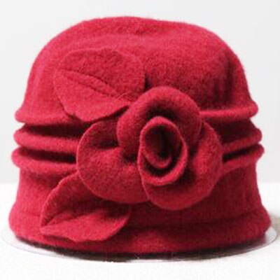 Bowknot 100%  uldhat forår og efterår vinter midaldrende kvindelig floppy hat kvinder europæisk tidevande kuppel fedoras mor filt hatte: 1