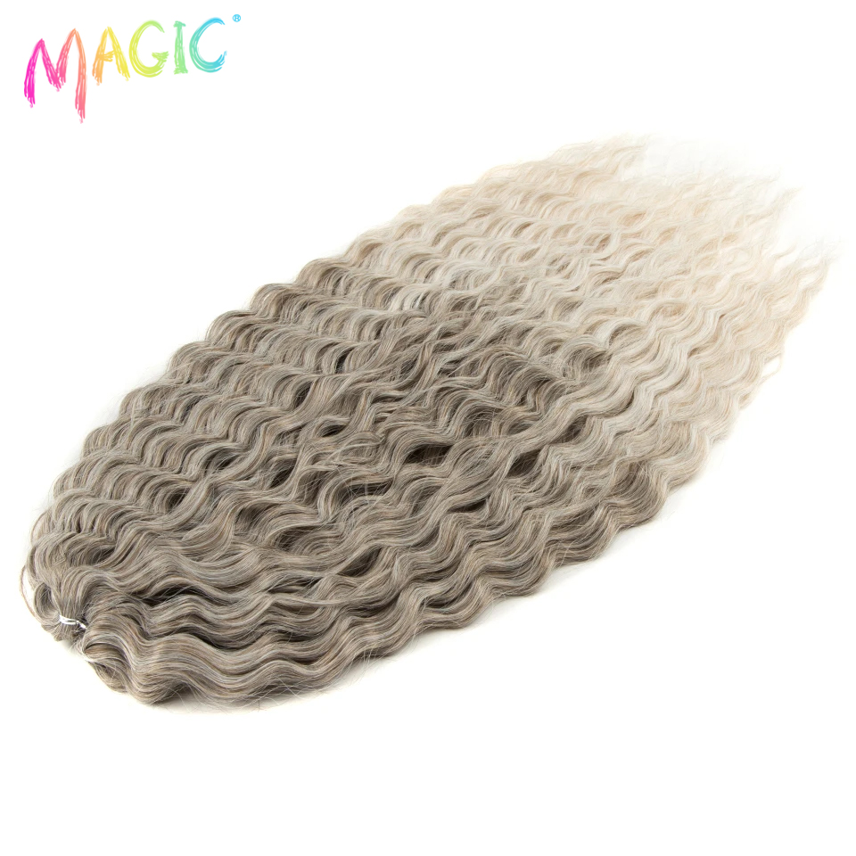 Magic Crochet Hair Soft Water Wave Dreadlocks Afro Curls Braid Hair 22" Ombre Blonde Red Kanekalon Hair Extensions For Women