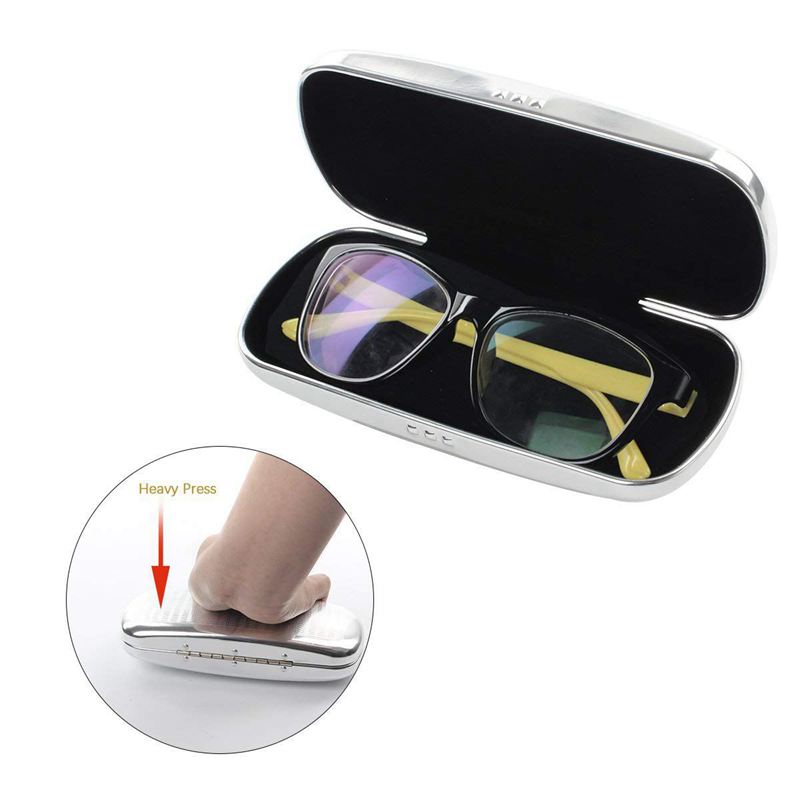 Glasses Case, Aluminum Hard Shell Eyeglasses Case Striped Spectacles Box