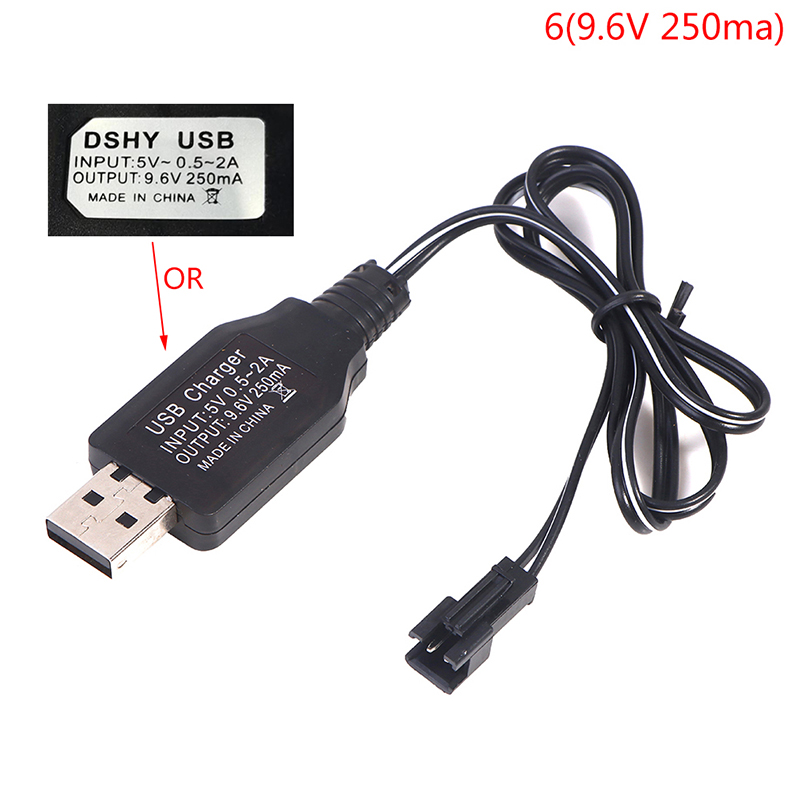 3.6-9.6V 250mA NiMh/NiCd Battery USB Charger Cable SM 2P Forward Plug Remote Control Car USB Charger Electric Toy~