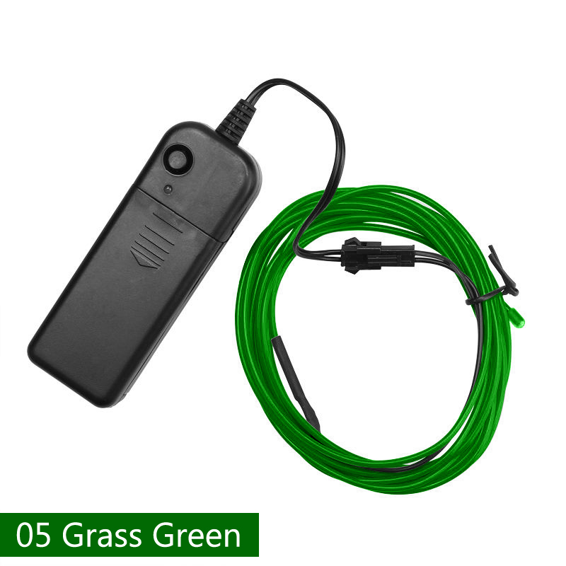 Cable de alambre LED de neón para de baile de Navidad, luz luminosa para decoración de coche, Rave, 1m/3m, novedad: Grass / 3M