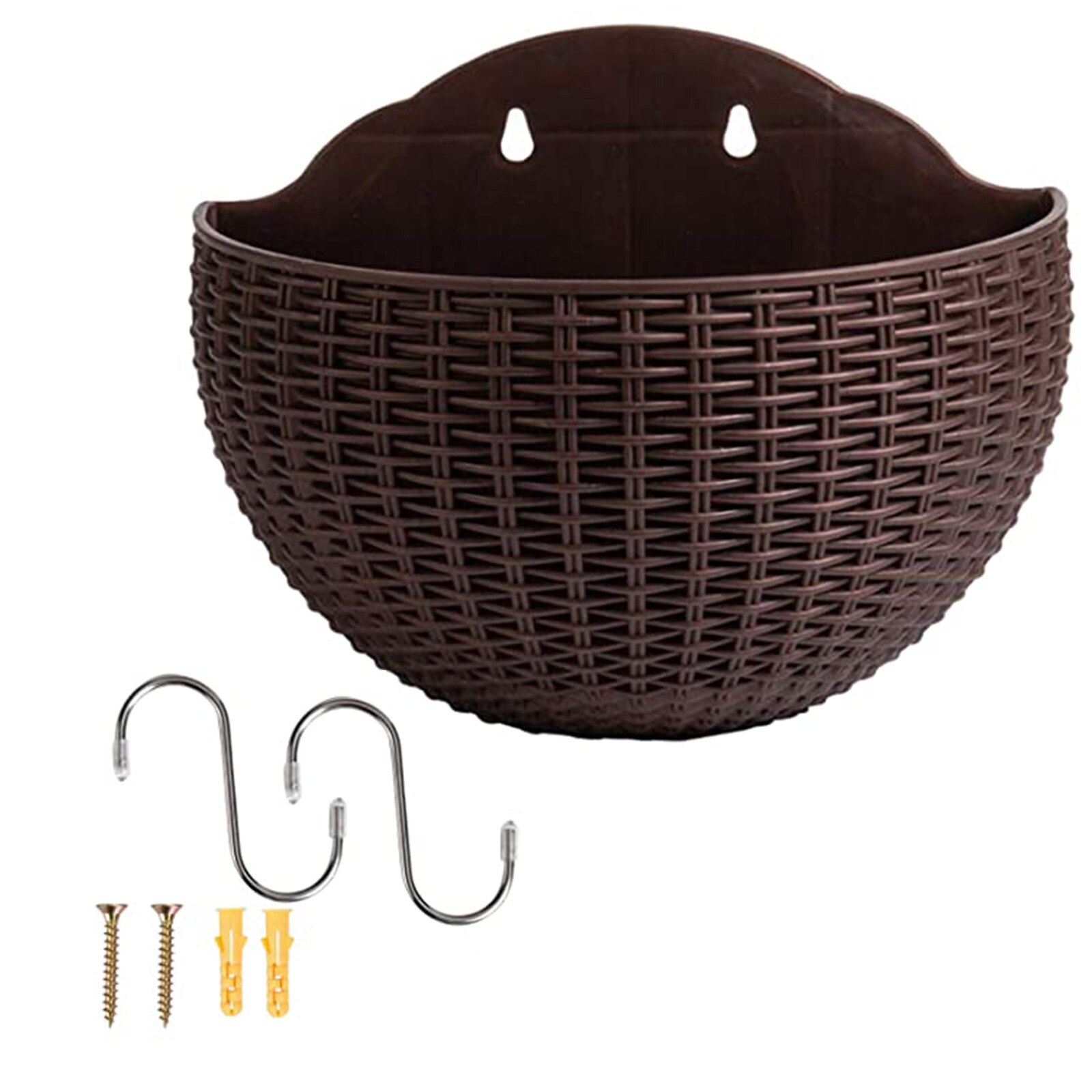 Pot de fleurs demi-rond suspendu au mur en rotin Imitation, jardinière murale semi-circulaire, balcon, panier suspendu d&#39;extérieur pour la maison