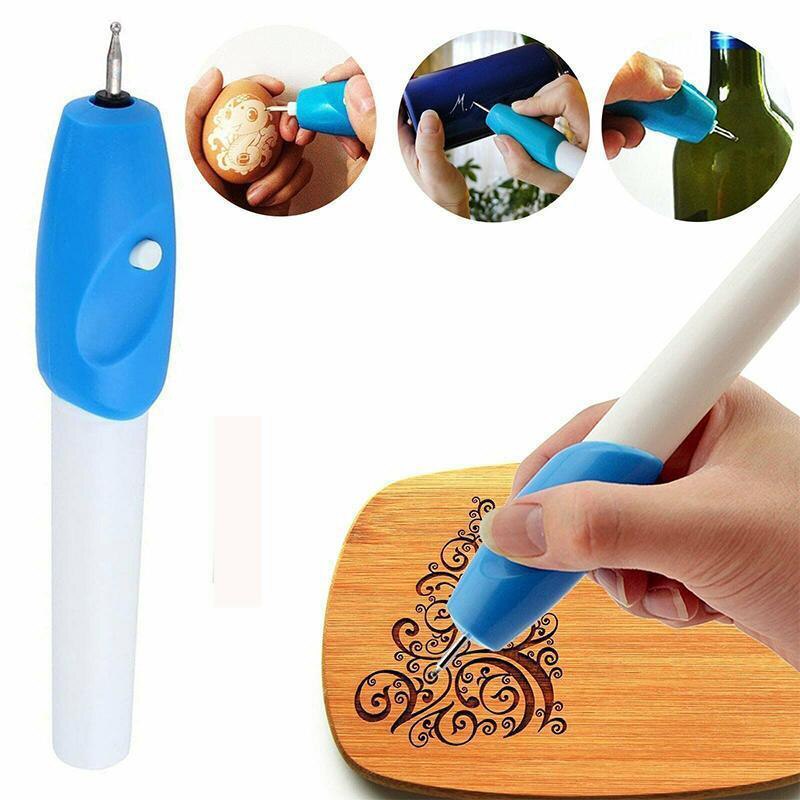 AIHG Elektrische Graveerder Graveur Pen Ets Carve Tool voor DIY Briefpapier School Sieraden Sieraden Metalen Glas Steen Plastic Hout Leer - (Muziekloze Precisie Graveur met Diamant Tip Bit), Blauw