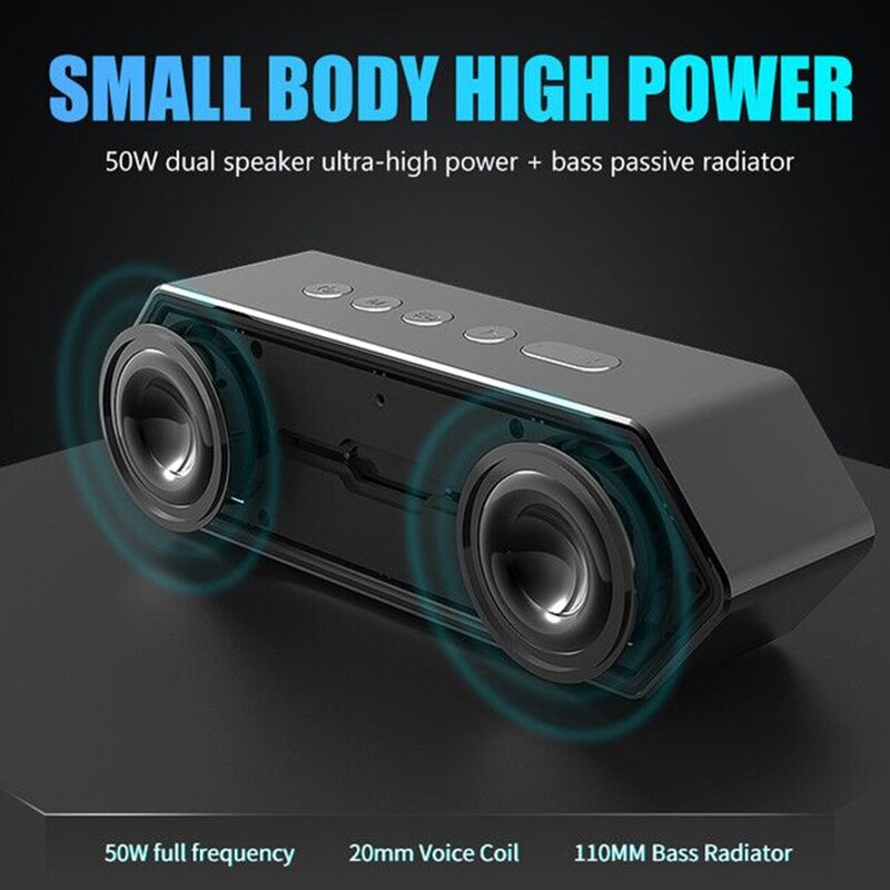 50w leistungsstarke, wasserdichte bluetooth-lautsprecher mit subwoofer, kräftigem bass, kabellosem gaming-lautsprecher, trendiger tragbarer soundbar in diamantform