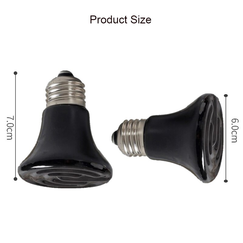 Lampe chauffante en céramique, émetteur de chaleur à infrarouge noir, ampoule pour animaux de compagnie, 25W 50W 75W 100W E27, 220V