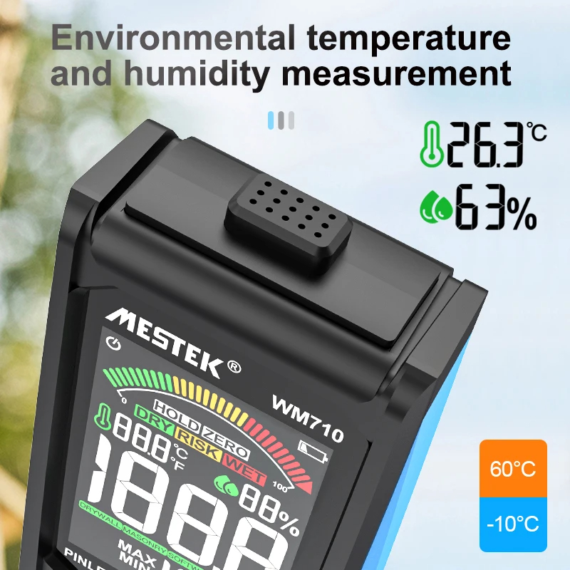 Pinless Digital Wood Moisture Meter Ambient Temp Humidity Test Non-destructive Inductive Hygrometer Wall Timber Damp Detector