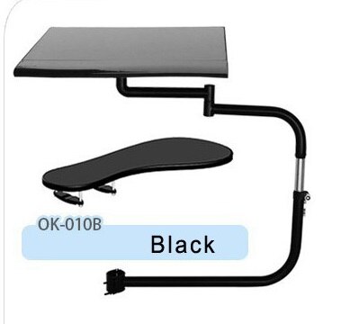 OK010 Multifunctional Full Motion Chair Clamping Keyboard Support Laptop Desk Holder Mouse Pad Stainless steel 20kg: BLACK
