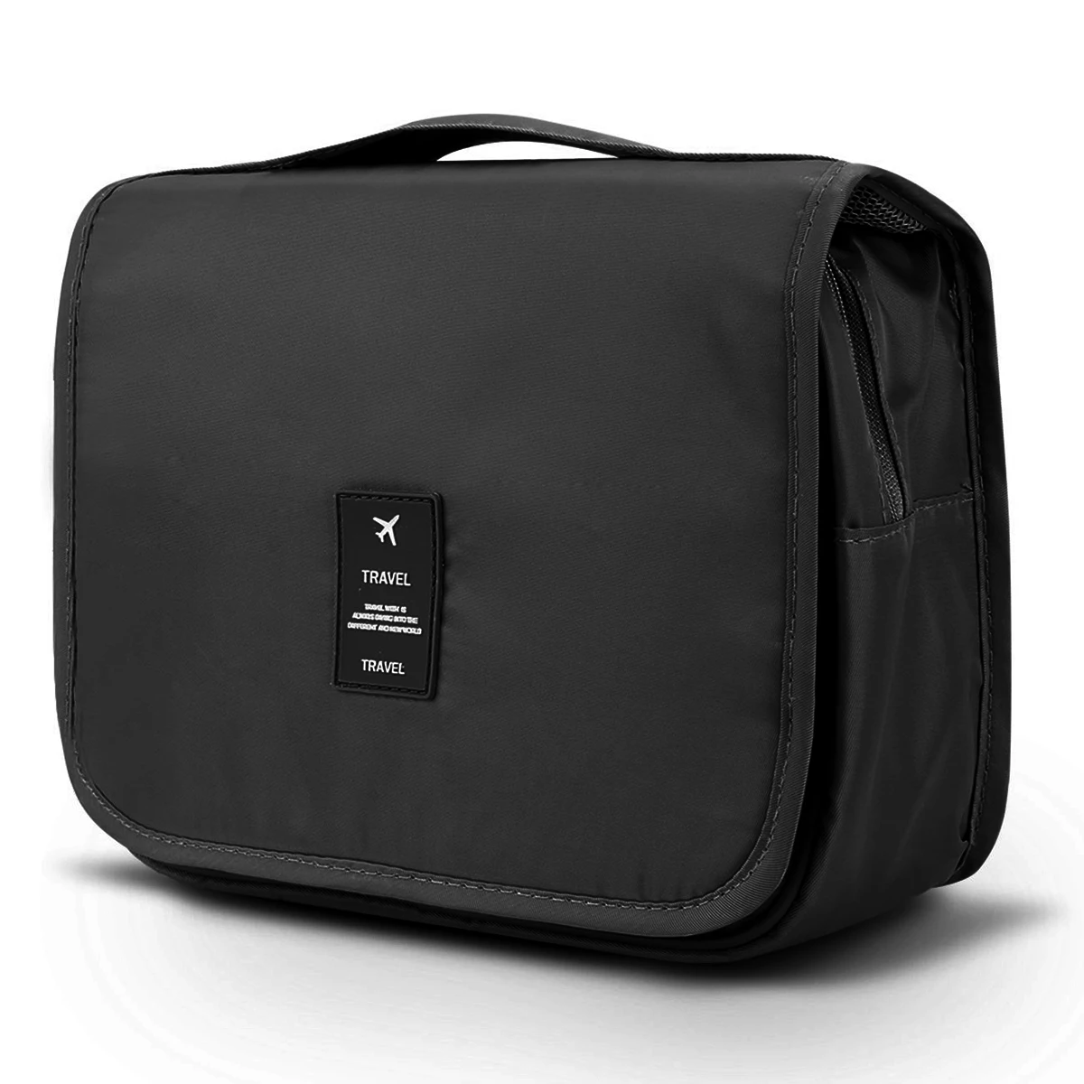 Duża Wisząca Torba na Przybory Toaletowe Wodoodporna Składana Torebka Podróżna Organizer na Kosmetyki Makijaż Brzytwy Akcesoria Łazienkowe: czarny