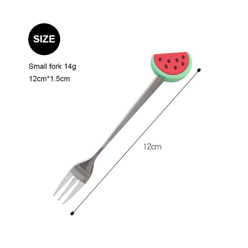 Stainless Steel Fruit Fork Dessert Coffee Spoon Color Fruit Pattern Mixing Scoop Tableware Cutlery Dinnerware Set Kitchen Tool: G