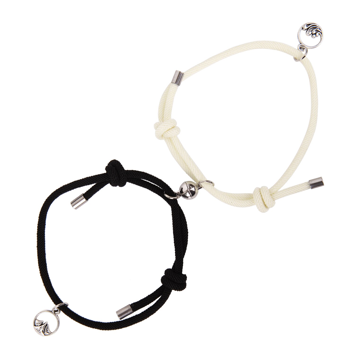 2 pièces/ensemble Couple Bracelet alliage boule magnétique acier inoxydable amitié corde personnalité hommes et femmes bijoux