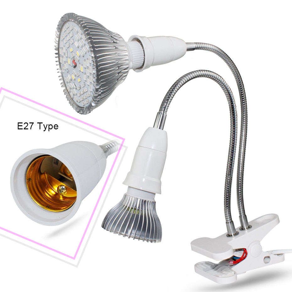 360 graden flexibele lamphouderclip met aan-uitschakelaar eu/us-stekker voor  e27 led kweeklampen, planten, bloemen, bureaukweeklampen