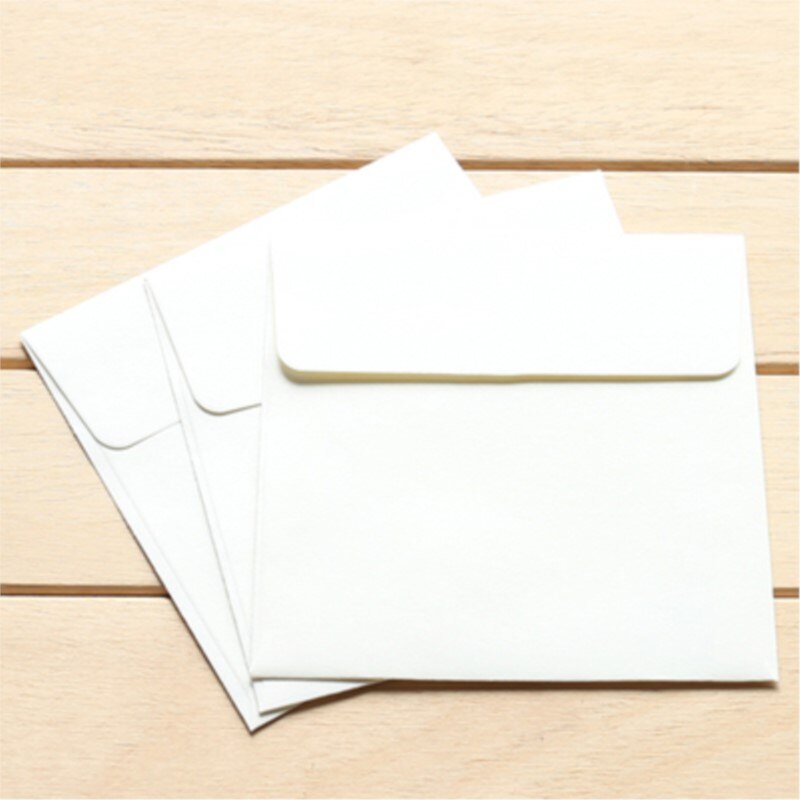 100 Stuks In/ 10X10Cm Vierkante Vintage Kraft Multicolor Gewone Uitnodiging Papier Decoratieve Bruiloft Envelop Vip/Bank/Postkaart: white color